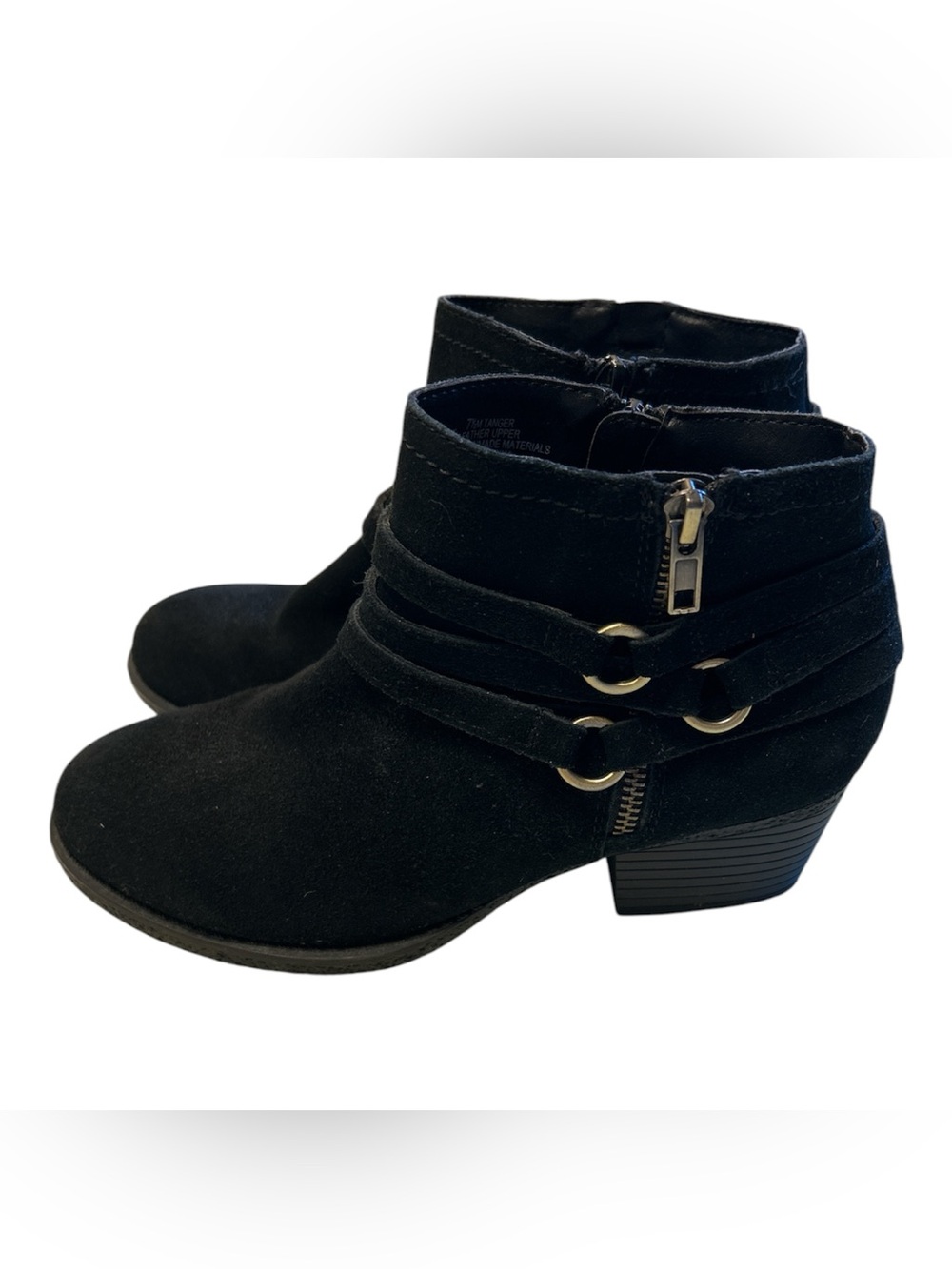 Crown Vintage Black Suede Ankle Booties with Wrap Strap Accents